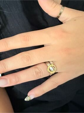 Paz Israel 925 Two Tone Sterling Silver Ring Size 6